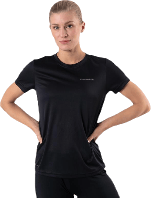 Vista S/S Performance Tee Black, Female, Apparels, T-shirt, Running, Black, 34