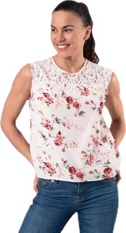 Karmen S/L Top Aop Wvn Beige