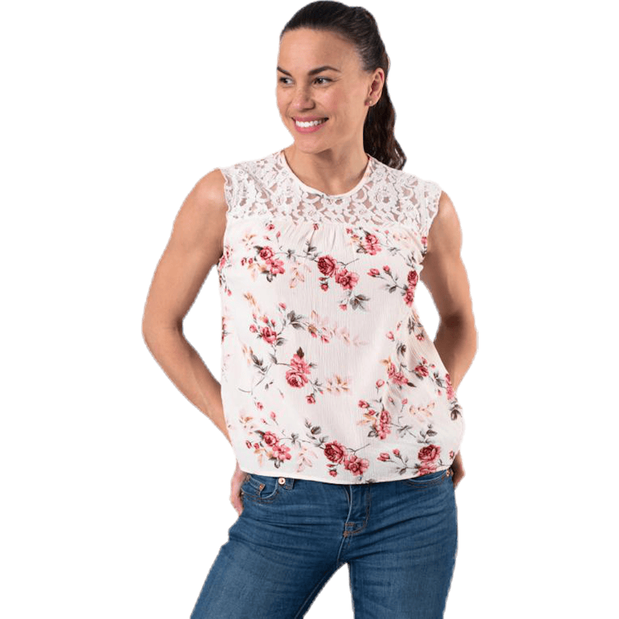 Karmen S/L Top Aop Wvn Beige