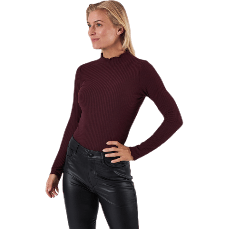 Emma L/S High Neck Top Jrs Brown