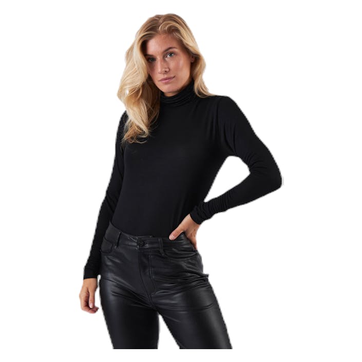 Lela Life L/S Rollneck Top Jrs Black, Female, Apparels, Shirts, Black, M