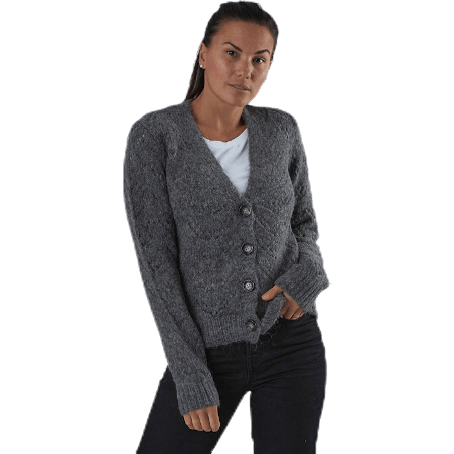 Bibi Ls Knit Cardigan Grey