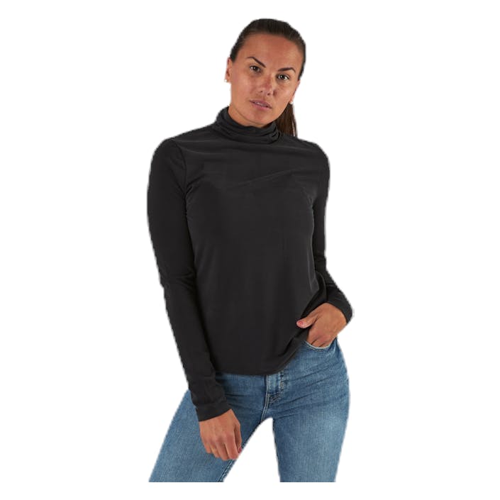 Kamala Ls Rollneck  Top  Black, Female, Apparels, Shirts, Black, XL
