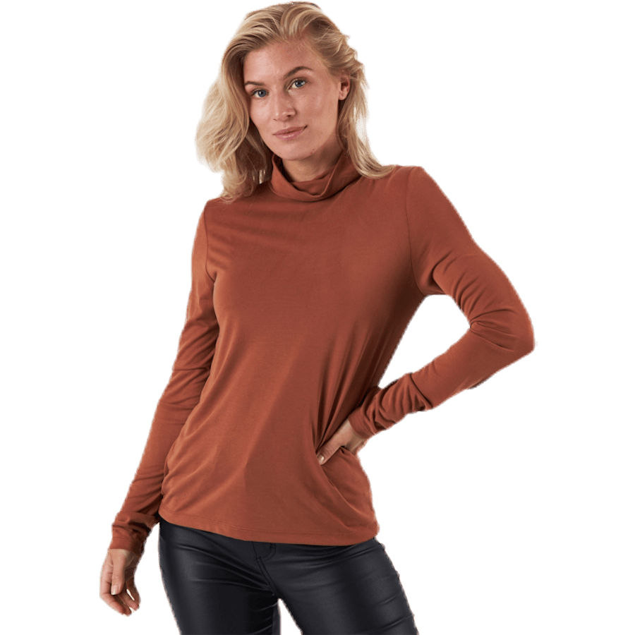 Kamala Ls Rollneck Top Brown