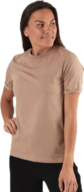 Ria Ss Fold Up Solid Tee Beige - Bild 4