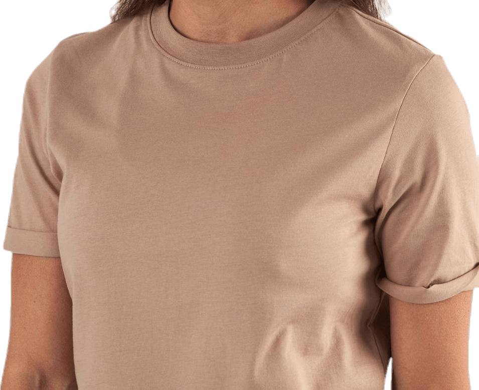 Ria Ss Fold Up Solid Tee Beige - Bild 5