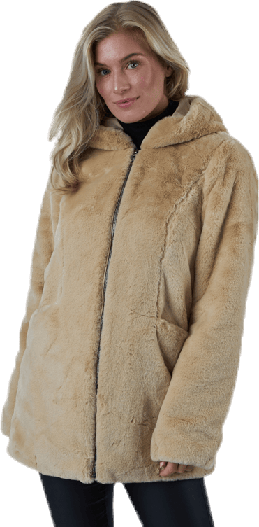 Malou Faux Fur Coat Cc Otw Beige