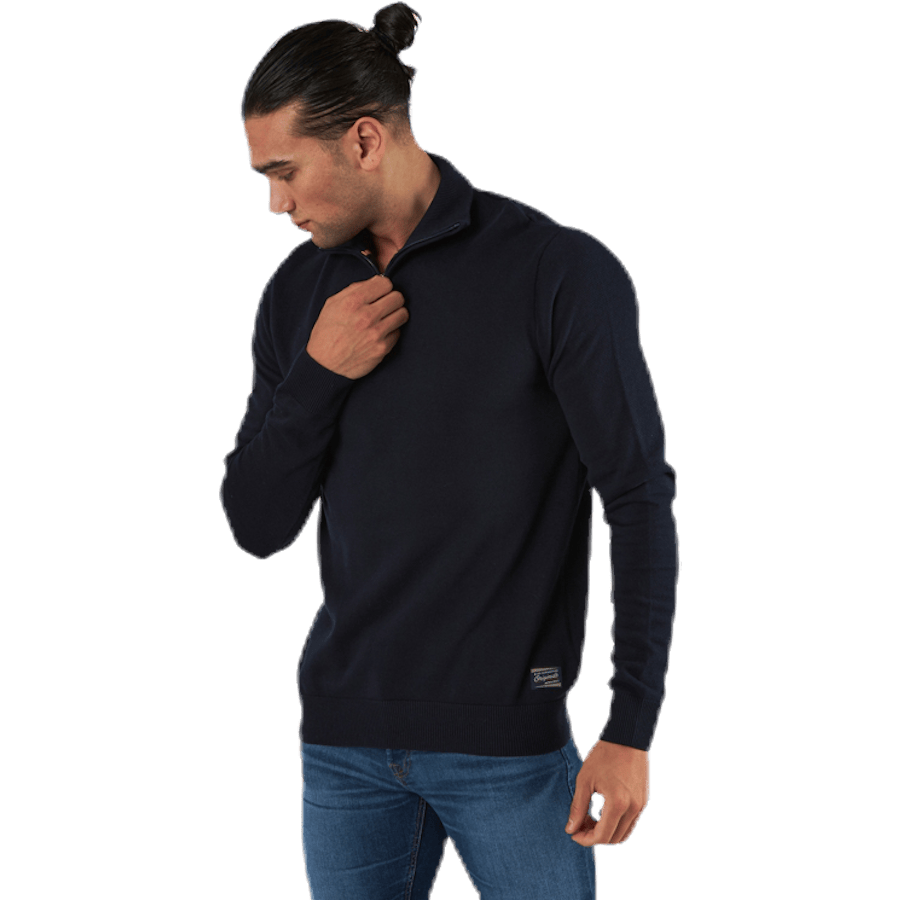 Eli Knit High Neck Zip White