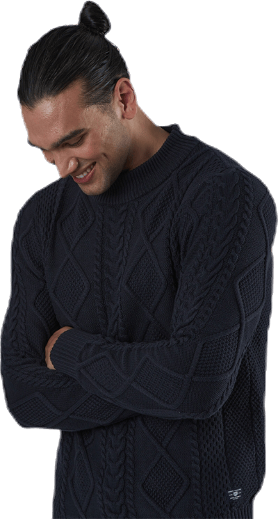 Julian Knit Cable High Neck Blue - Bild 3