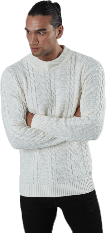 Julian Knit Cable High Neck White, Male, Vêtements, Chemises, Blanc, S