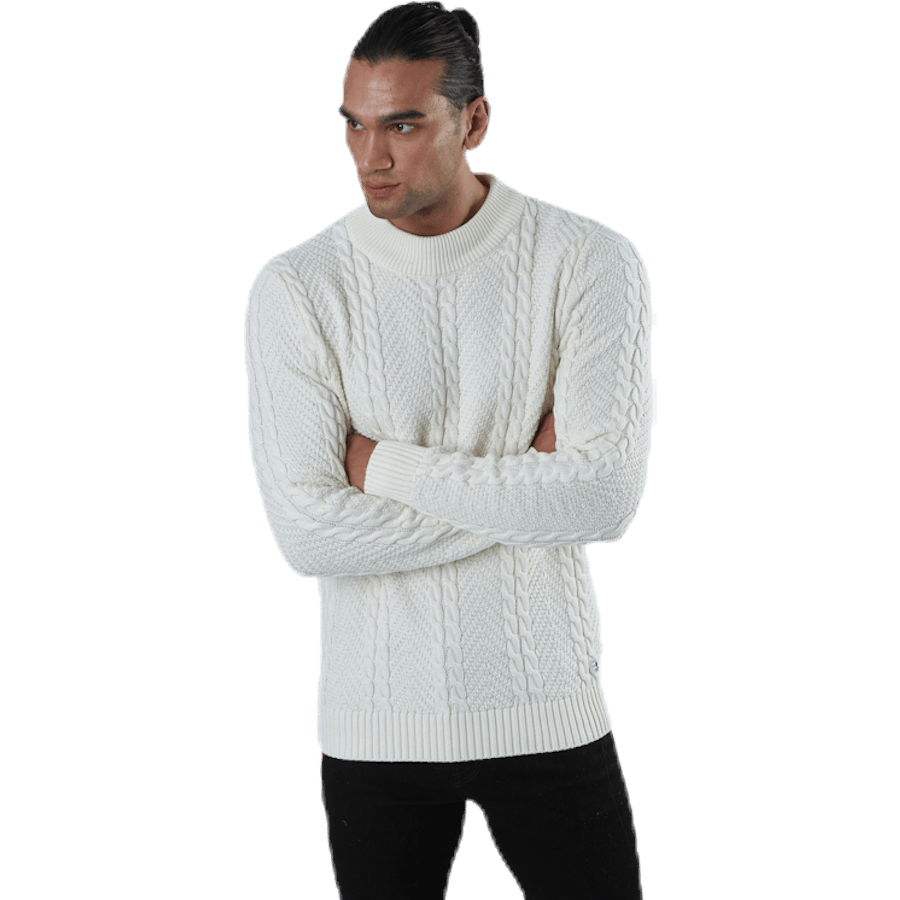 Julian Knit Cable High Neck White