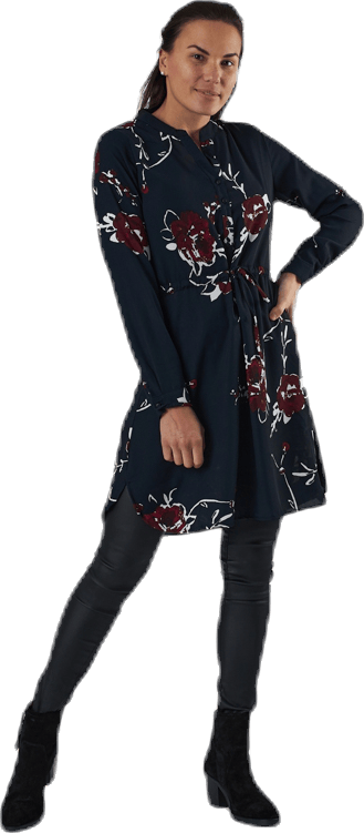 Cory L/S V-Neck Tunic Wvn Blue, Female, Apparels, Shirts, Blue, S