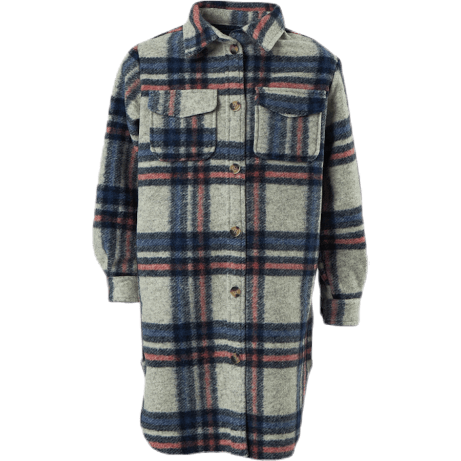 Lou-Lou L/S Check Long Shacket Grey