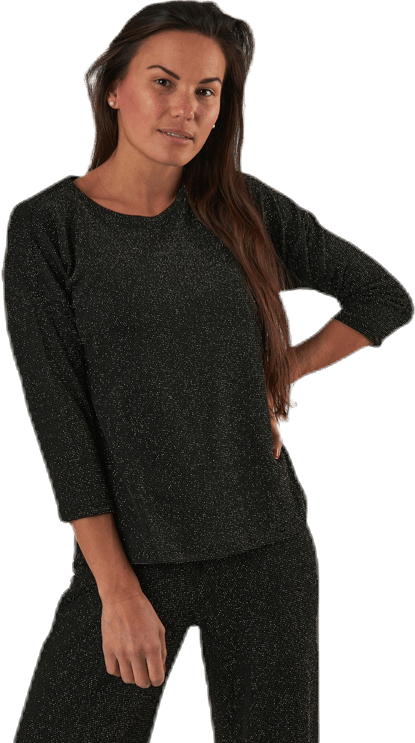 New Queen 3/4 Glitter Top Jrs Black