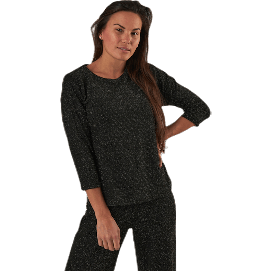 New Queen 3/4 Glitter Top Jrs Black
