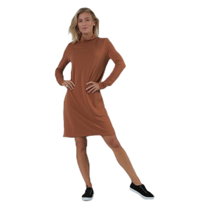 Bamala T-Neck Ls Dress Beige, Female, Odzież, spódnice i sukienki, Beżowy, L