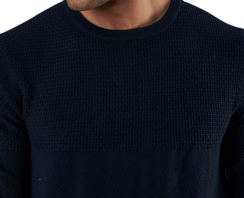Blacamp Knit Structure Crew Neck Blue - Bild 5