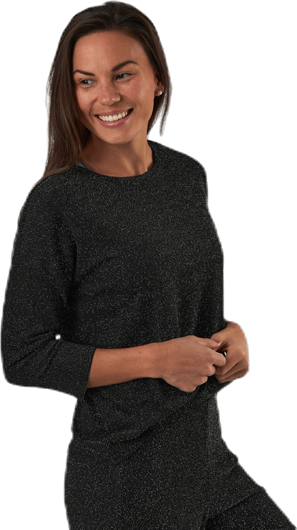 New Queen 3/4 Glitter Top Jrs Black