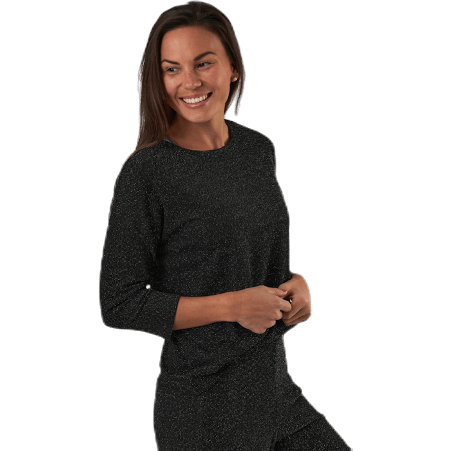 New Queen 3/4 Glitter Top Jrs Black