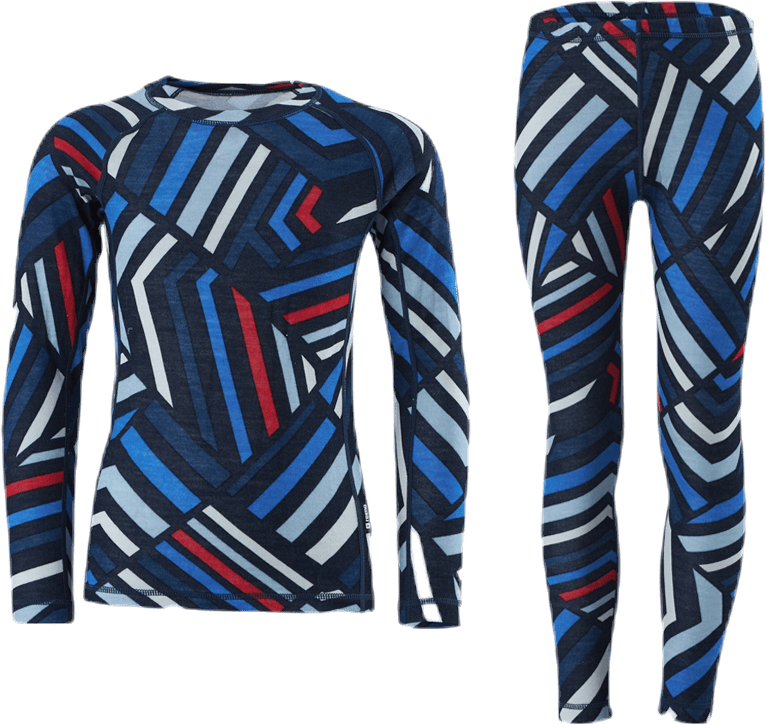 Taitoa Wool/Bamboo Blue/Red, Unisex, Kleding, basis lagen, Blauw/Rood, 80