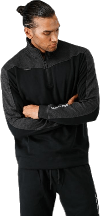 Premium Fleece 1/4 Zip Black, Male, Odevy, bundy, Ľadový hokej, Čierna, L
