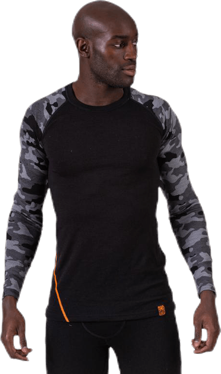 Camo Merino Wool Crew Black, Male, Klær, basislag, Svart, L