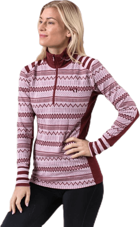 Åkle Half-Zip Shirt Pink/Red, Female, Apparels, base layers, Alpine sports, Pink/Red, S