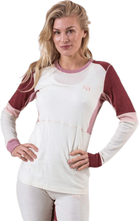 Yndling Long Sleeve Shirt White/Red, Female, Apparels, base layers, Alpine sports, White/Red, L