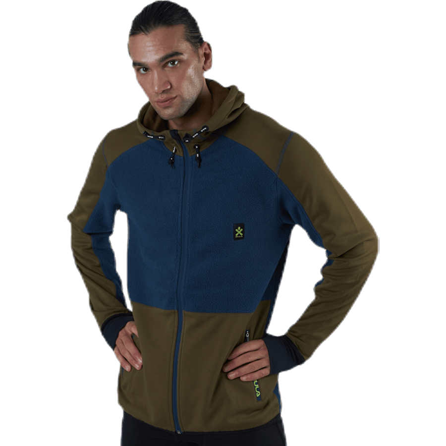 Fleece Zip Hood Blue/Green