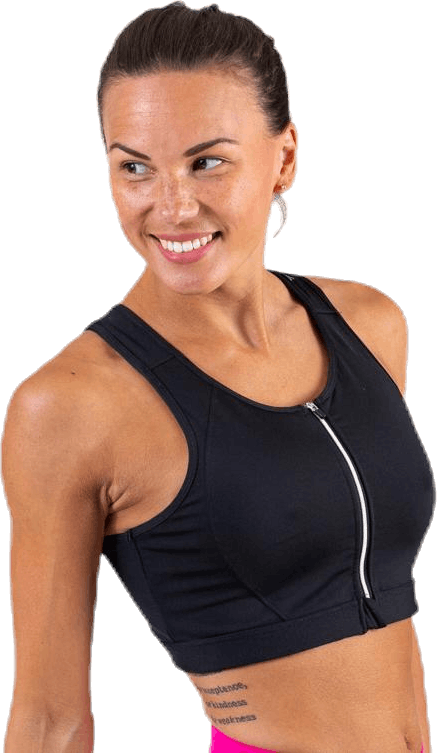 Zip Bra Black, Female, Kleding, Sport bh, Training, Zwart, XS