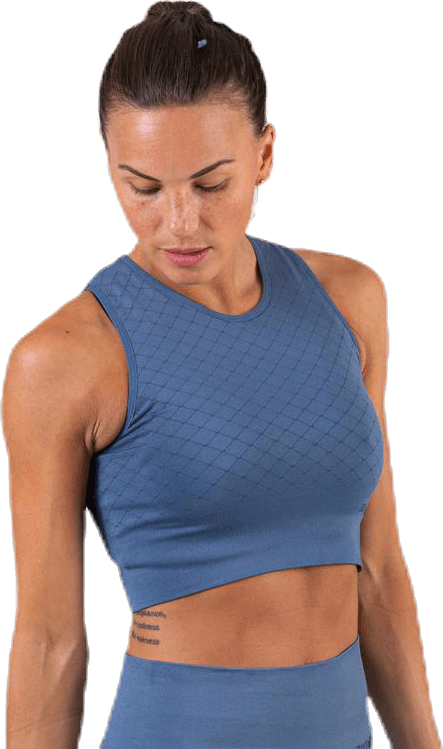 Seamless Crop Top Blue, Female, Apparels, Sports Bras, Running, Blue, L/XL