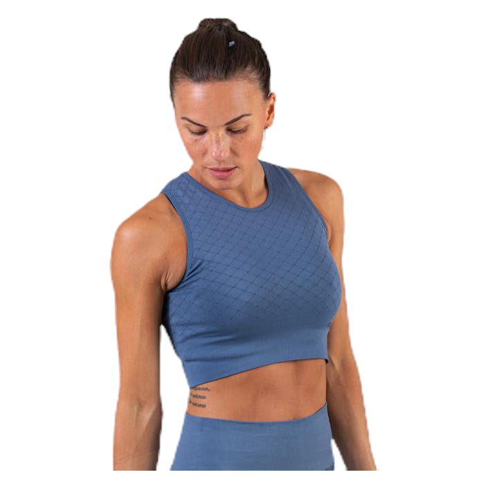 Seamless Crop Top Blue, Female, Odzież, Stanik sportowy, Bieganie, Niebieski, S/M