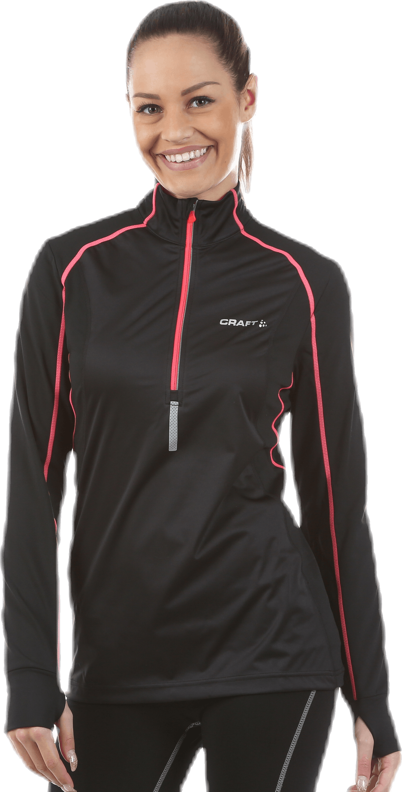 Defense Thermal Wind Top Pink/Black, Female, Apparels, Shirts, Running, Pink/Black, M