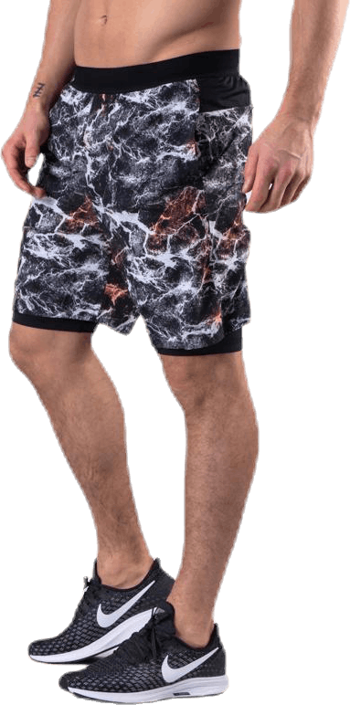 Vent 2 In 1 Racing Shorts Patterned/Black, Male, Apparels, Shorts, Workout, Patterned/Black, S