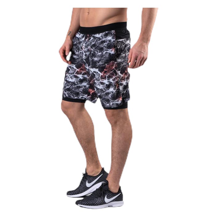 Vent 2 In 1 Racing Shorts Patterned/Black, Male, Apparels, Shorts, Workout, Patterned/Black, S