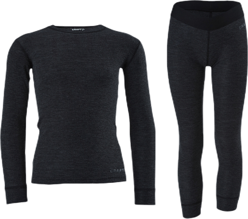 Core Wool Merino Set Junior Black, Unisex, Apparels, base layers, Alpine sports, Black, 158/164