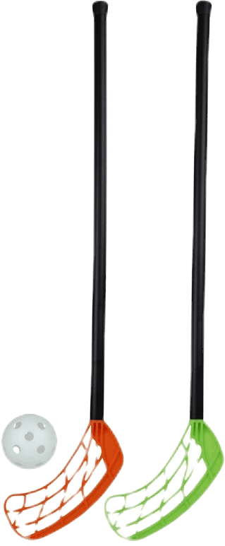 Rookie 45 Floorball Set 2 sticks (45 cm shaft) and one ball, Unisex, Equipment, toys & games, Orange/Black, ONESIZE