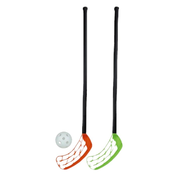 Rookie 45 Floorball Set 2 sticks (45 cm shaft) and one ball, Unisex, Ekwipunek, zabawki i gry, Pomarańczowy/Czarny, ONESIZE
