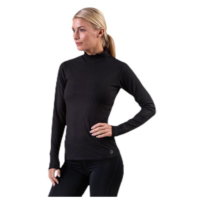 Madelyn Rib Black, Female, Vêtements, Chemises, Yoga, Noir, L