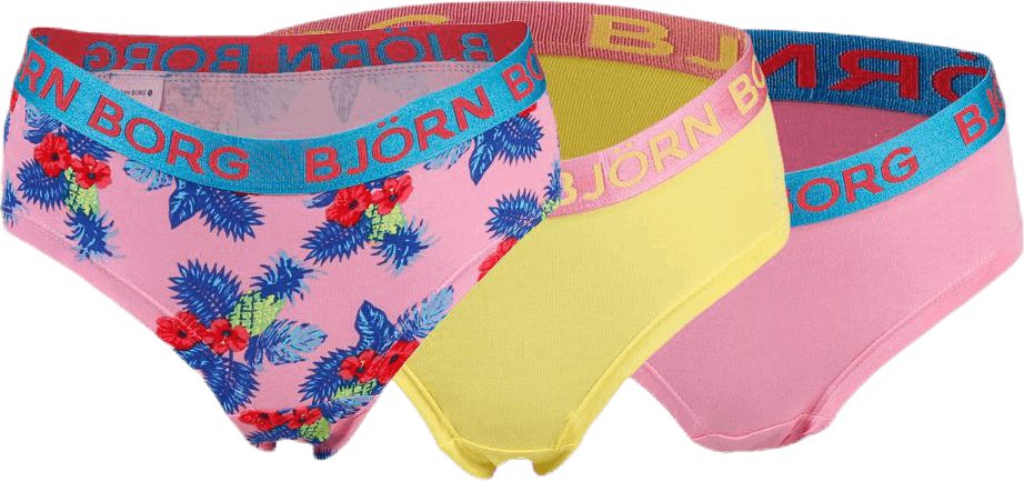 Paradise Mini Hipster 3-Pack Junior Pink/Yellow, Unisex, Aparelhos, Roupas íntimas, Rosa/Amarelo, 146/152