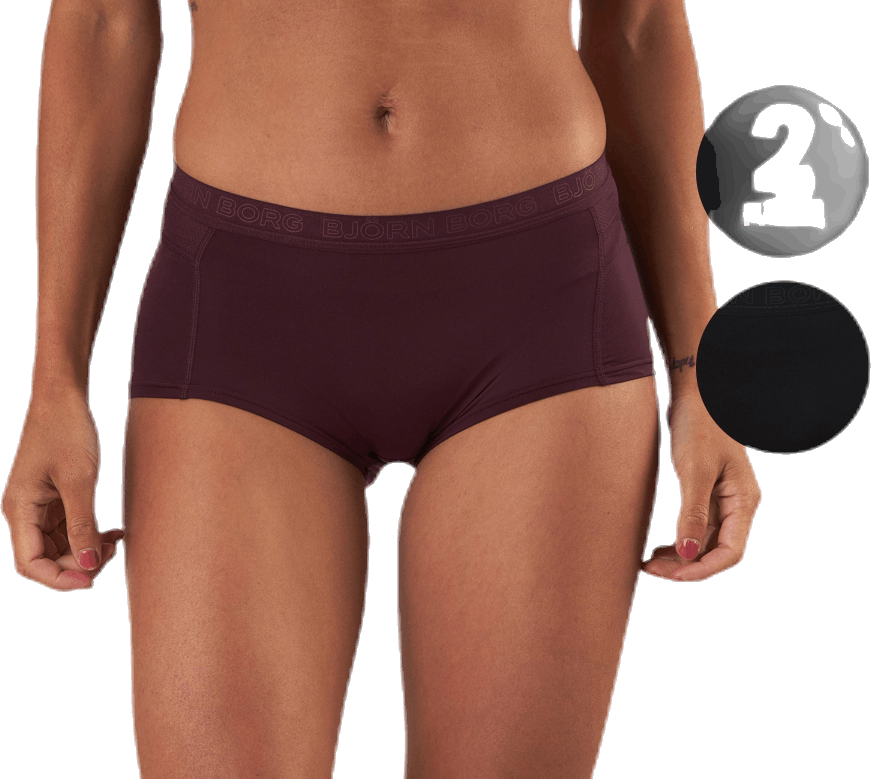 Maia Solid Minishorts 2-Pack Red, Female, Kläder, Underkläder, Röd, 34