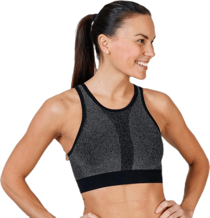 Seamless Sparkle Sports Top Black, Female, Kleding, Sport bh, Rennen, Zwart, L