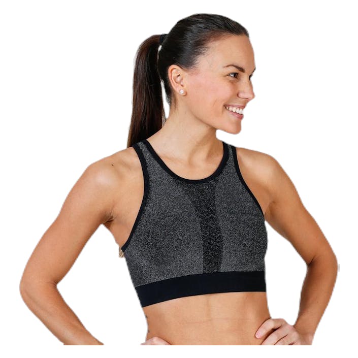 Seamless Sparkle Sports Top Black, Female, Odzież, Stanik sportowy, Bieganie, Czarny, S