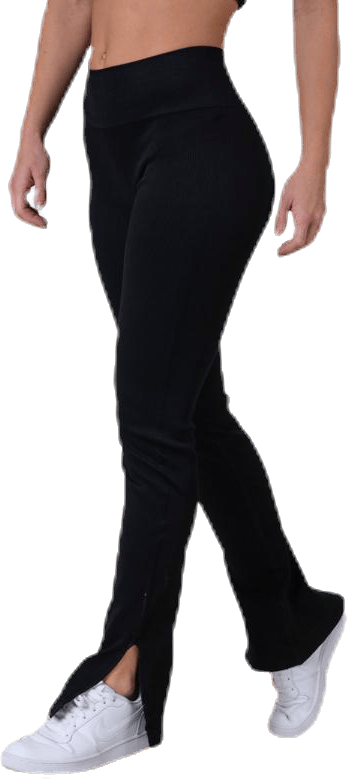 Seamless Rib Slit Pants Black