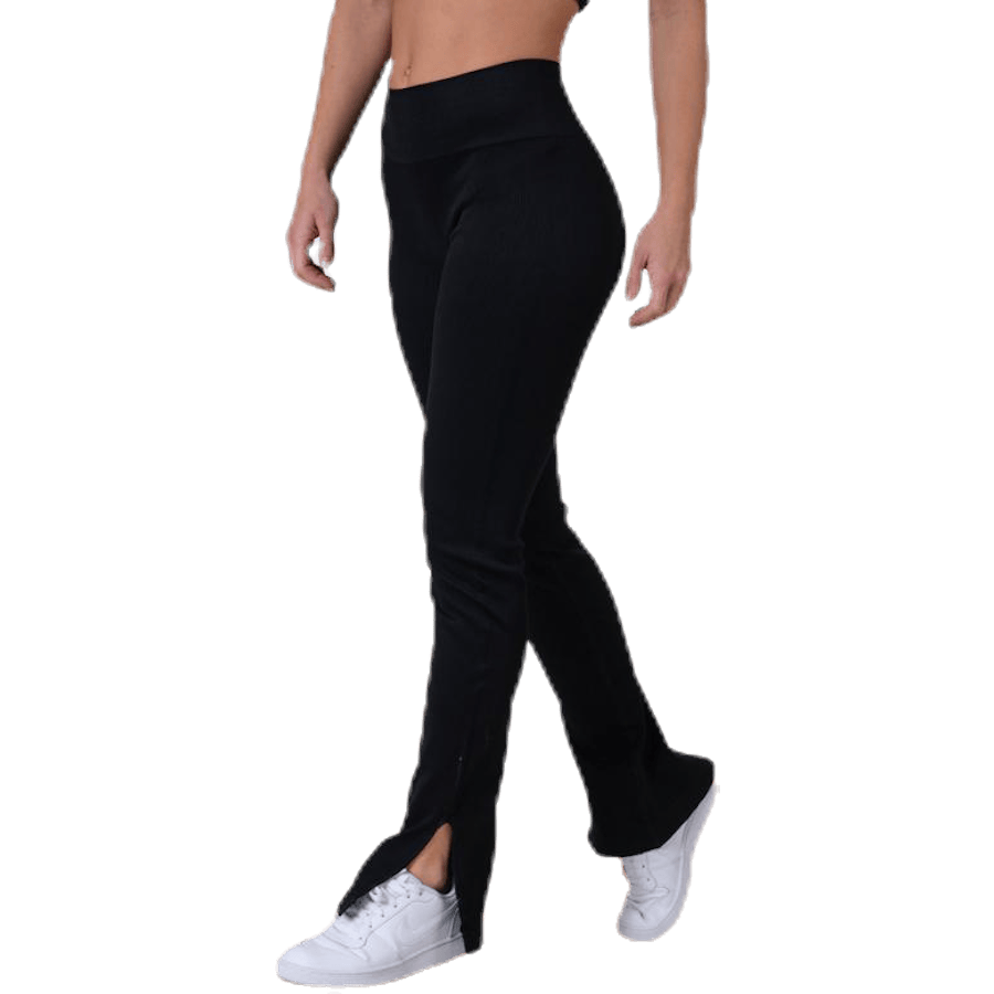 Seamless Rib Slit Pants Black