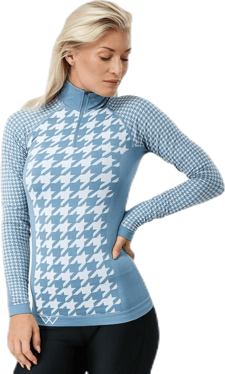 Agnes Zip Blue/White, Female, Apparels, base layers, Alpine sports, Blue/White, M