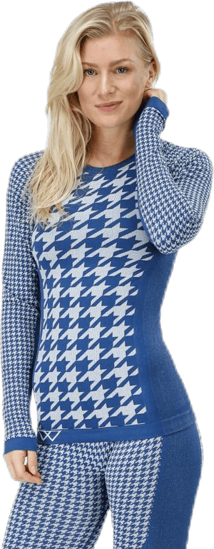 Agnes Top Grey/White, Female, Apparels, base layers, Alpine sports, Blue/White, XS/S