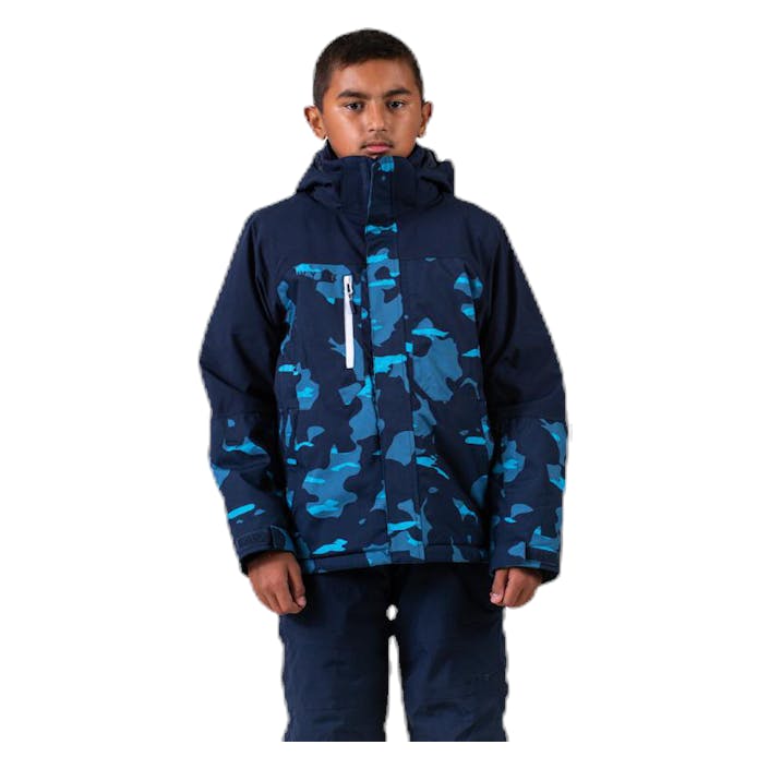 Junior Kody Ski Jacket Blue/Patterned, Unisex, Vêtements, vestes, Sport d'hiver, Bleu/À motifs, 146/152