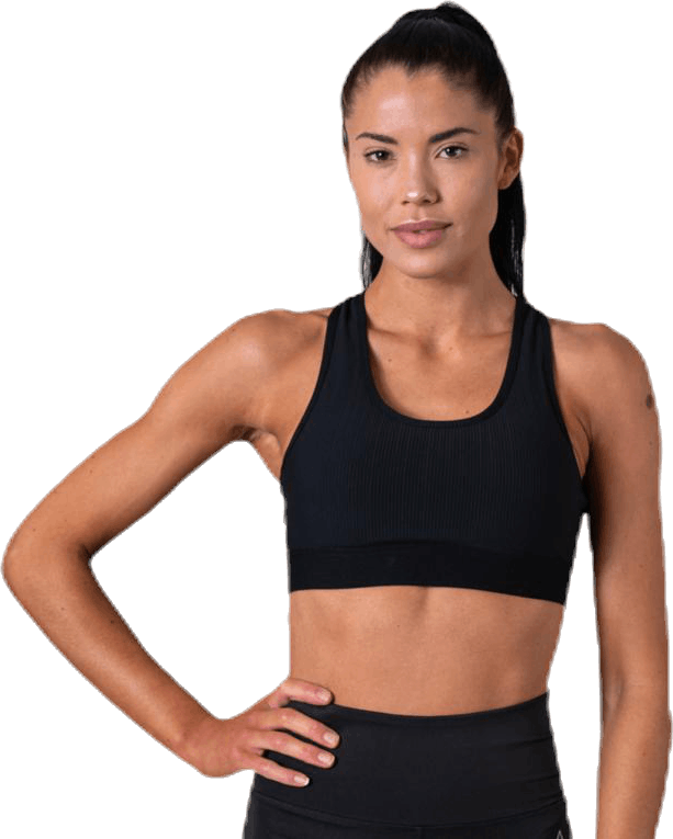 Koray Rib Bra Black, Female, Apparels, Sports Bras, Workout, Black, L