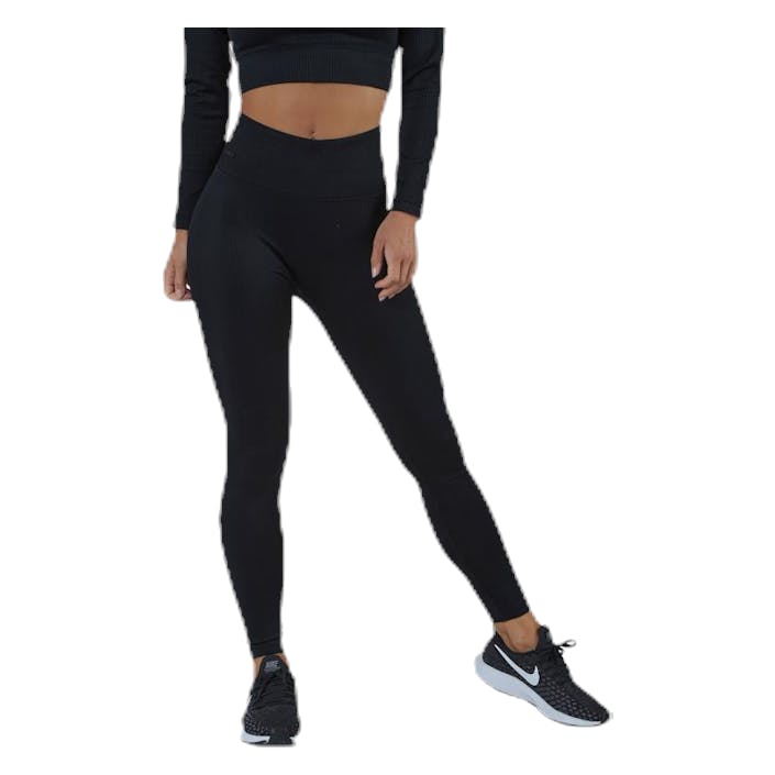 Bonnie Ribbed Tights Black, Female, Vêtements, Leggings, Yoga, Noir, L/XL